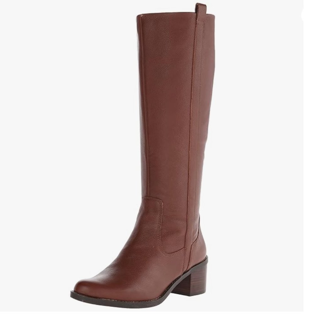 Calvin Klein E7266 Haydee Waxy Leather Boots in Walnut (New, Size 8)